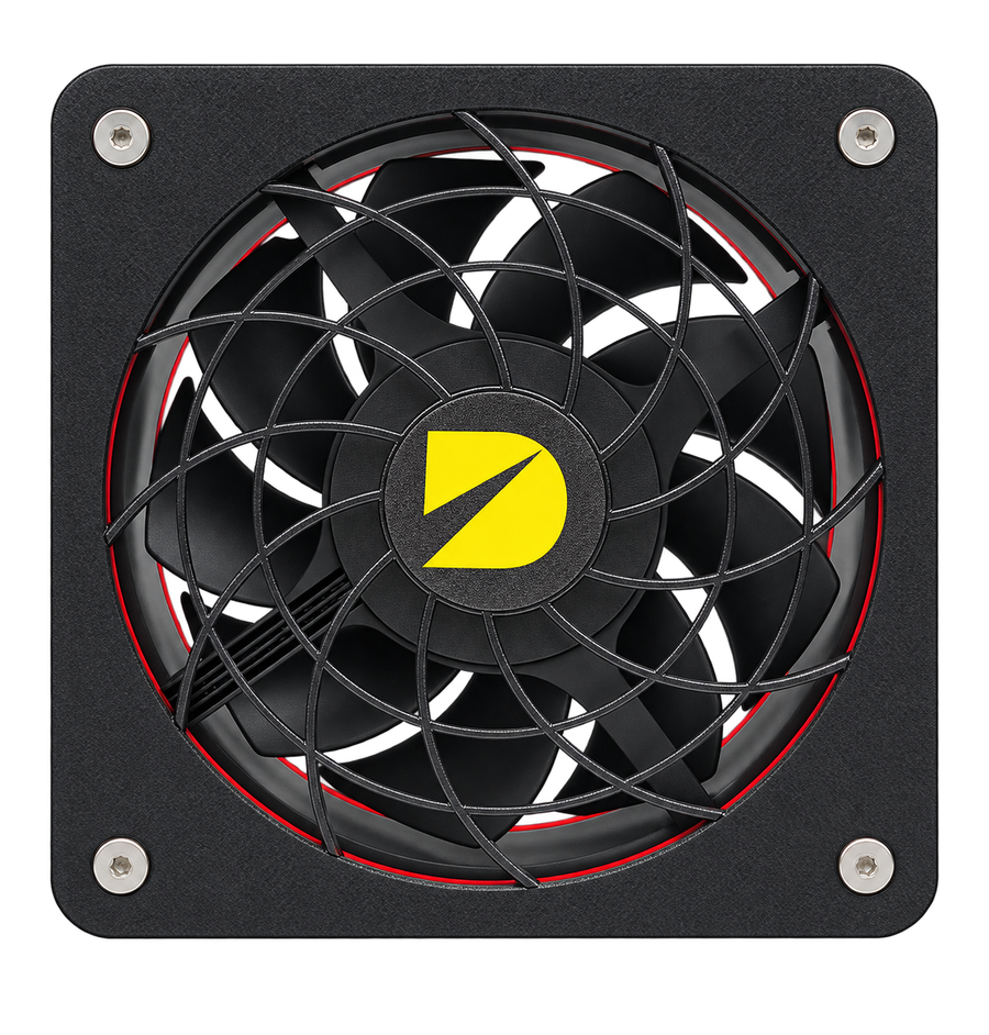 DURST Cool 120 Pro 120mm cooling fan, front view with red gasket