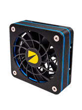 DURST Cool 80 cooling fan, angled view showing slimline housing and blue trim
