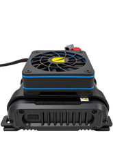 DURST 25A DC-DC charger with Cool Flow bracket and fan, end view