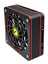 DURST Cool 120 Pro cooling fan, angled view with red trim