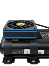 DURST 25A DC-DC charger with Cool 80 fan on Cool Flow bracket, low side view